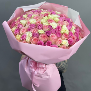 Букет из 151 кенийской розы микс (40 см) в Орехово-Зуево