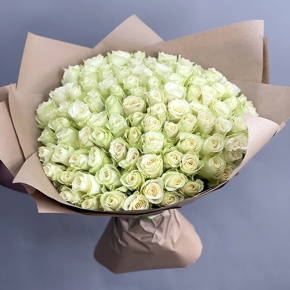 Букет 101 белая роза кения (40 см) в Орехово-Зуево