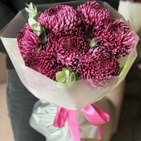 Букет "Виноградный" из 7 хризантем Бигоуди в Орехово-Зуево