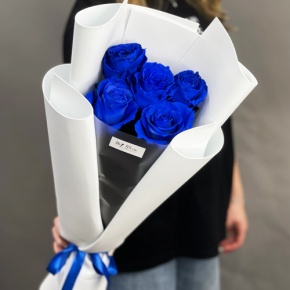 Букет из 5 синих роз Эквадор в Орехово-Зуево