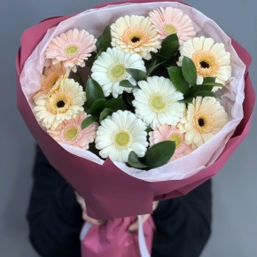 Букет из 13 белых гербер микс в Орехово-Зуево