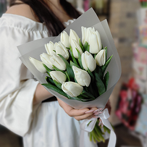 Букет из 15 белых тюльпанов в Орехово-Зуево