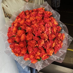 Букет 75 огненных роз (40 см) в Орехово-Зуево
