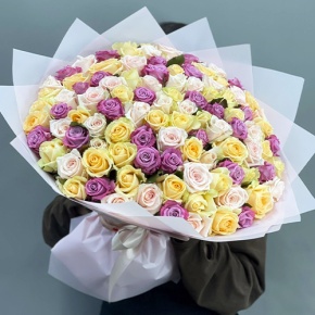 Букет "Желаю тебе" из 101 розы микс (50 см) в Орехово-Зуево