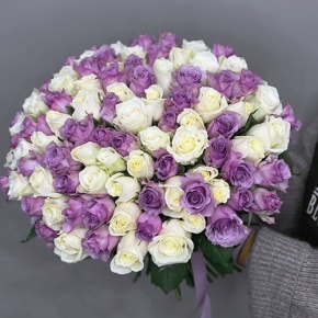 Букет "Фиолетовый микс" из 101 розы (40 см) в Орехово-Зуево