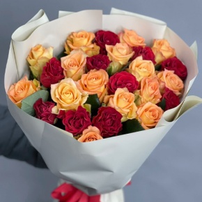 Букет "Прайм" из 25 роз Оранж и Эль Торо (50 см) в Орехово-Зуево