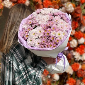 Букет "Миражи" из кустовых хризантем и сантини в Орехово-Зуево