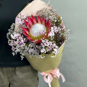 Букет из хамелациума, лимонниума и протеи в Орехово-Зуево