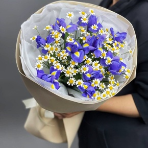 Букет из ирисов и ромашек в Орехово-Зуево