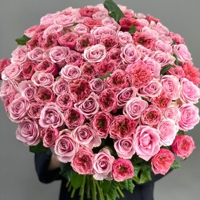 Нежный букет из 101 розы Риджентс парк и Аваланж микс  (70 см) в Орехово-Зуево