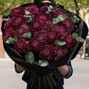 Букет из 21 винной хризантемы Бигоуди в Орехово-Зуево
