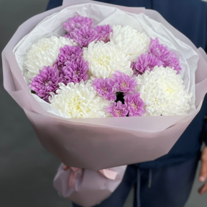 Букет "Вместе с тобой" из нежных хризантем в Орехово-Зуево