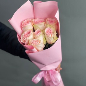 Букет 7 Кенийских розовых роз (40 см) в Орехово-Зуево