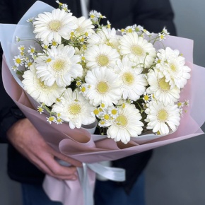 Нежный букет из гербер и ромашек в Орехово-Зуево