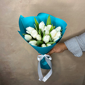 Букет 15 белоснежных тюльпанов в Орехово-Зуево