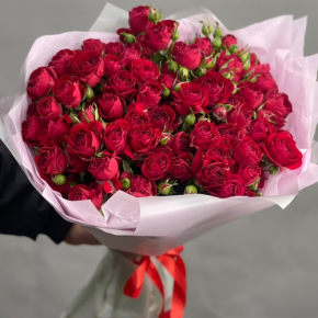 Букет из 17 красных кустовых пионовидных роз (50 см) в Орехово-Зуево