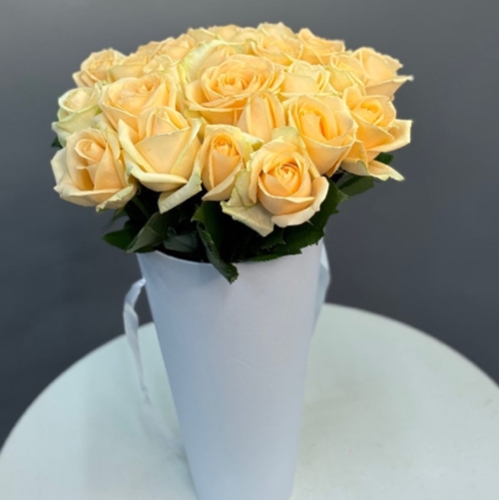 25 кремовых роз в конусе в Орехово-Зуево