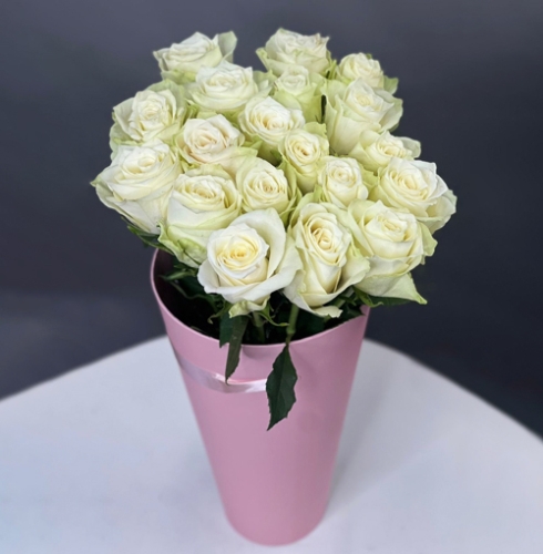 19 белых роз Кения в конусе в Орехово-Зуево